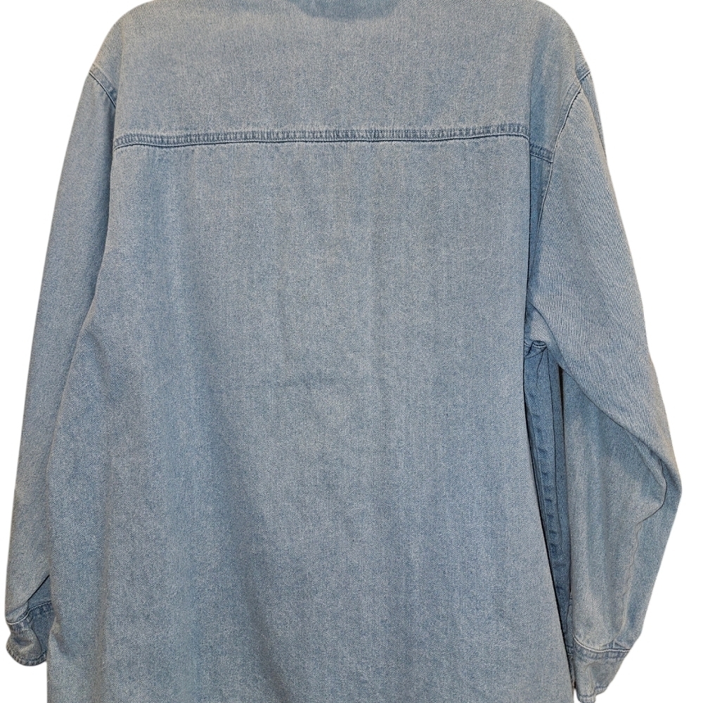 Vintage CD womans Denim embroidered w rhinestones floral LS button up shirt L - Picture 2 of 8